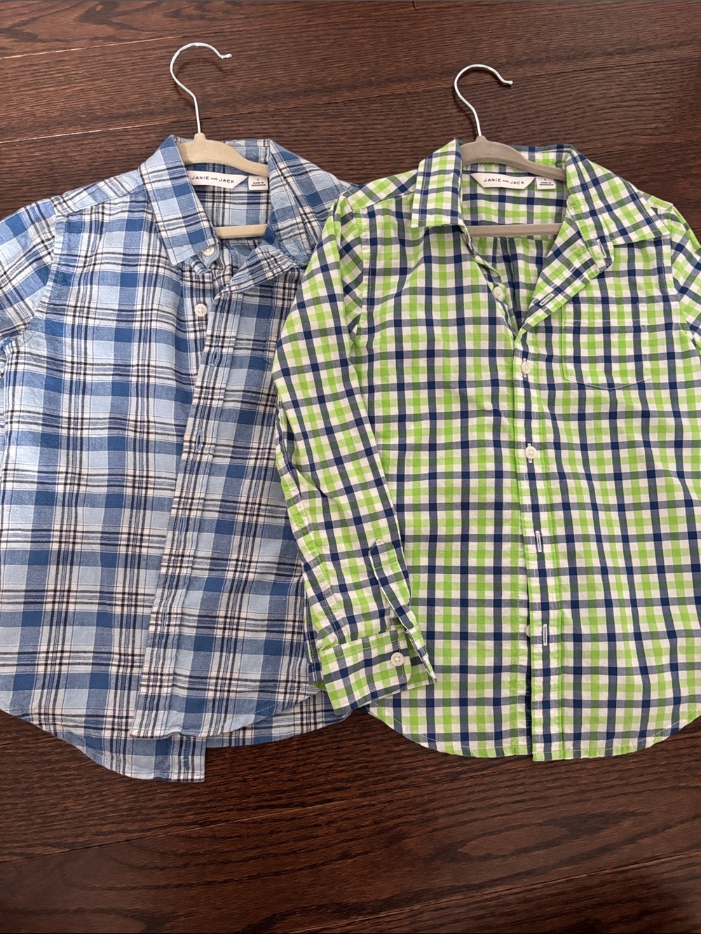 Janie and Jack Boys' Blue and Green Plaid Button-Down Shirts size 5
